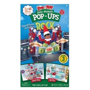 NWT elf on the shelf Insta-Moments Pop-Ups 3 pack Rock star donut shop